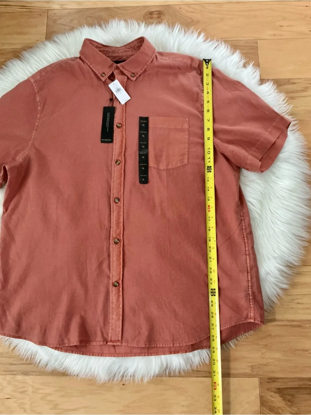 NWT Banana Republic Short Sleeve Slim Fit Button-Down Shirt in Rust Size XL